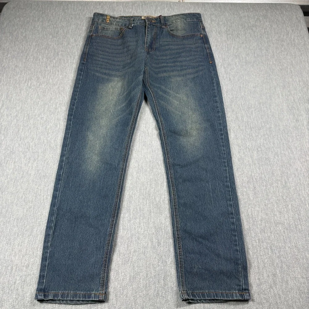 Hudson & Barrow Jeans Mens 32x32 Blue Slim Stretch Denim Straight Leg Casual Pan